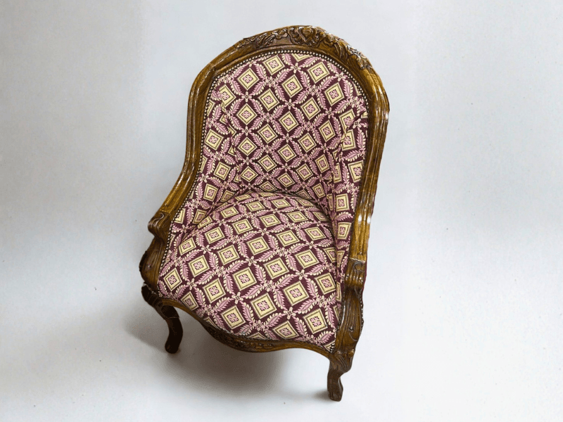 Bergère Retapizado en Tono Rosa