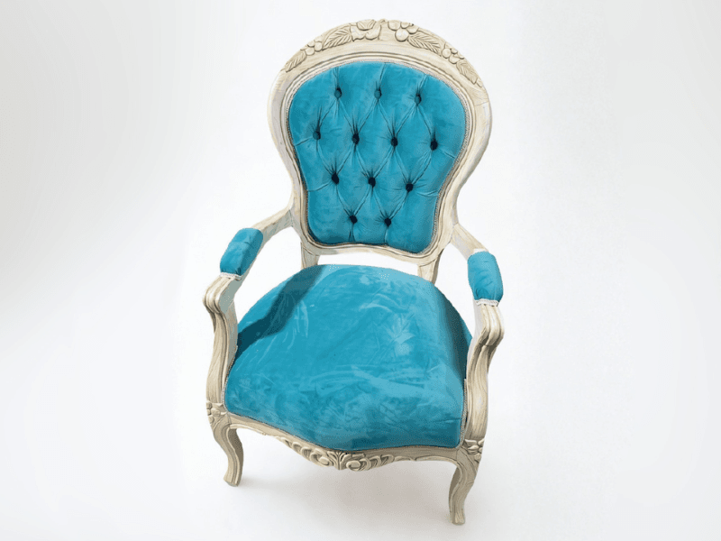 Sillón Victoriano en Terciopelo Verde Agua