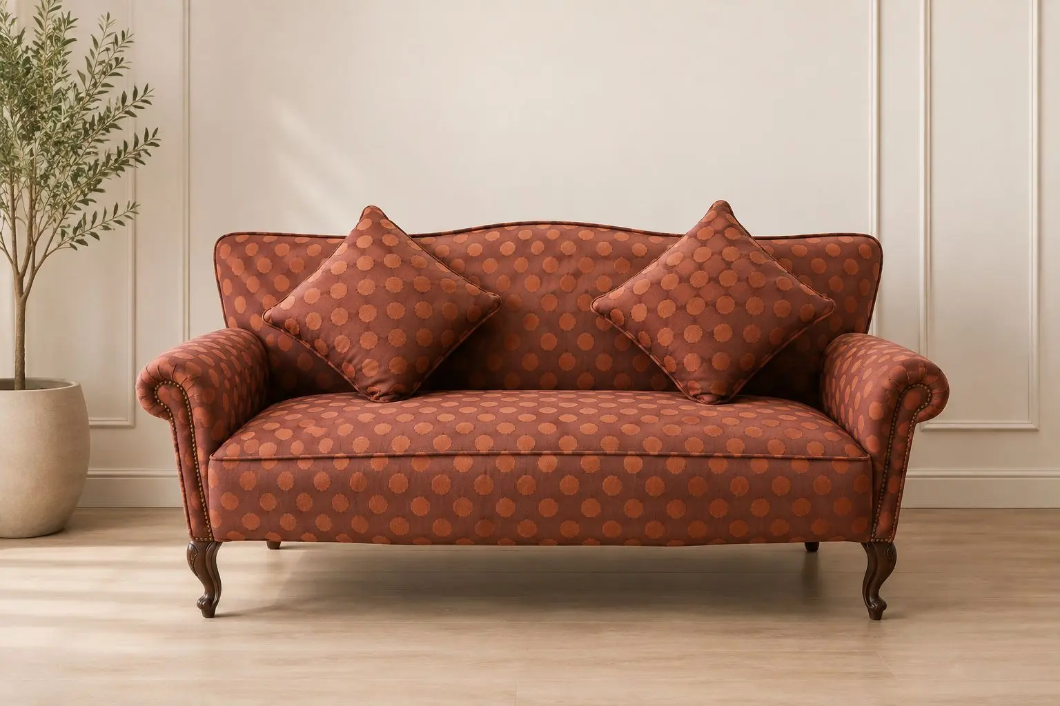 Sofás — Loveseat Chesterfield en Lunares Terracota — Carval Muebles Viña del Mar