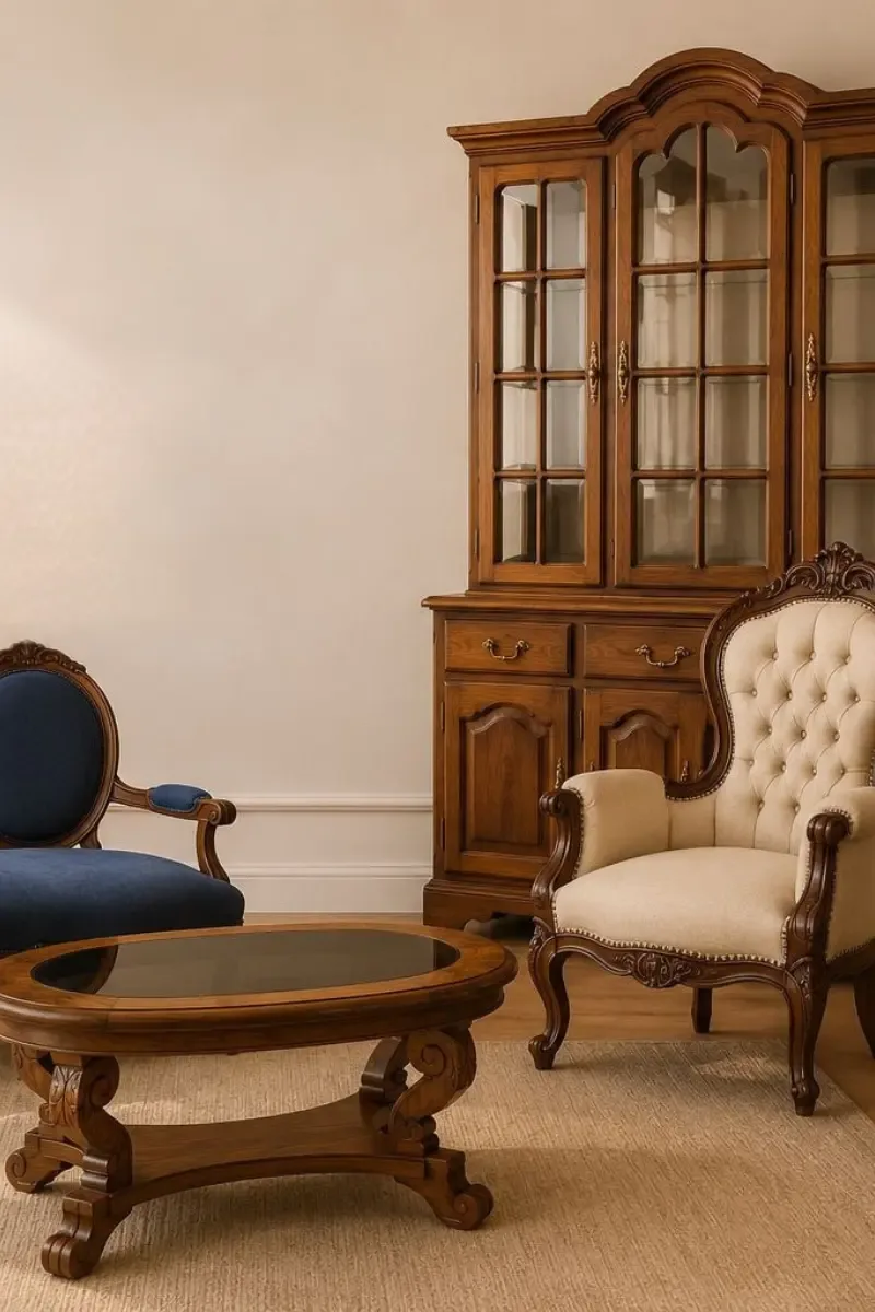 Sillón victoriano restaurado y retapizado en terciopelo verde agua por Carval Muebles