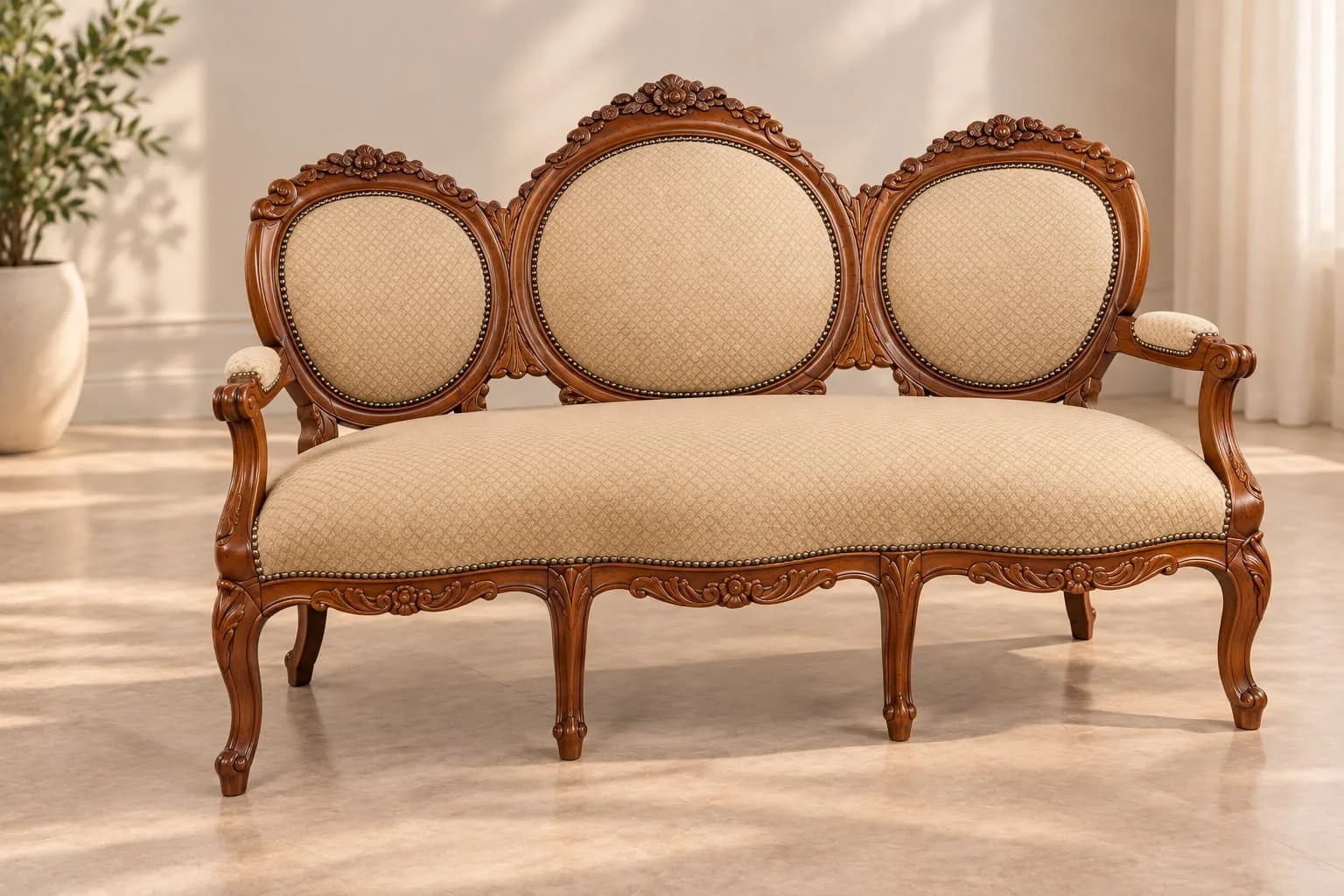 Sofa Medallón tallado — muebles a medida por Carval Muebles en Viña del Mar